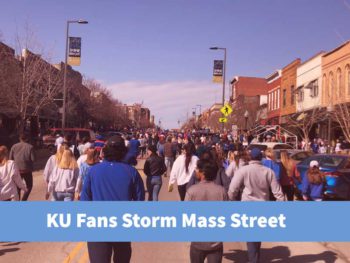 KU Fans storm mass street final four bound 2022