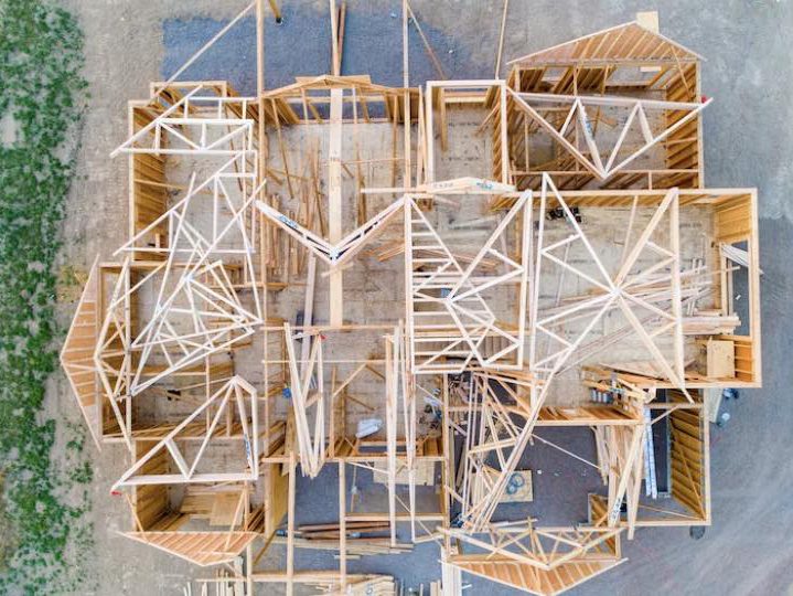 an overhead view of a house being built
